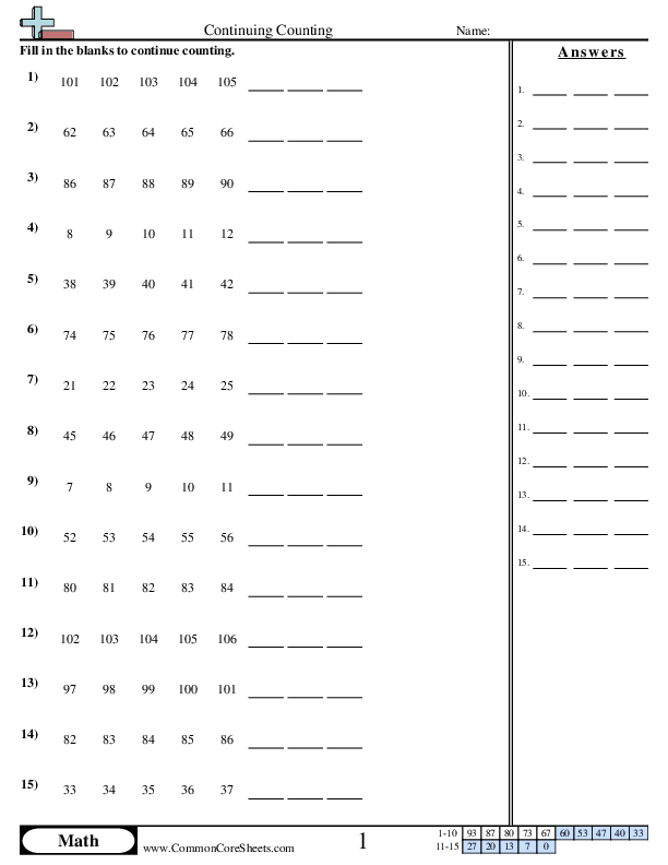 Counting Within 120 Worksheet - Counting Within 120 worksheet